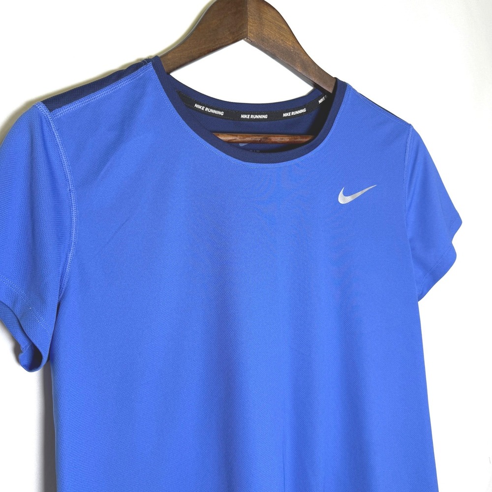 Nike Running Dri-FIT Blue Colorblock Short Sleeve T-Shirt 840173-432 Womens L
